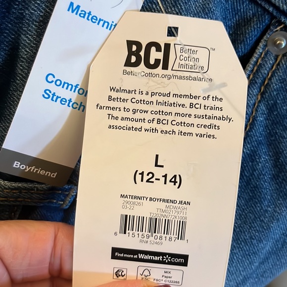 NEW MATERNITY DISTRESSED BOYFRIEND JEANS TIME AND TRU LARGE 12 14 - Picture 5 of 8